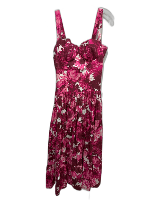 Cara Cara Size 8 fuchsia pink & white Cotton Floral bustier Maxi Dress fuchsia pink & white / 8
