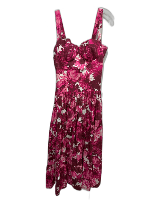 Cara Cara Size 8 fuchsia pink & white Cotton Floral bustier Maxi Dress fuchsia pink & white / 8