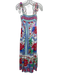 Farm Rio Size M White, Blue, Red Cotton Shirred Floral Parrots Maxi Dress White, Blue, Red / M