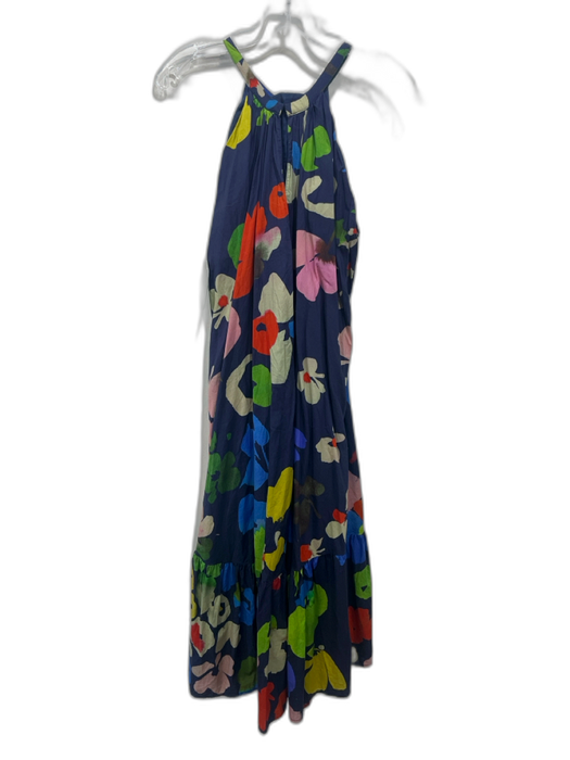 Whit Two Size M navy blue & multi Cotton Abstract Floral trapeze Maxi Dress navy blue & multi / M
