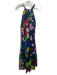 Whit Two Size M navy blue & multi Cotton Abstract Floral trapeze Maxi Dress navy blue & multi / M