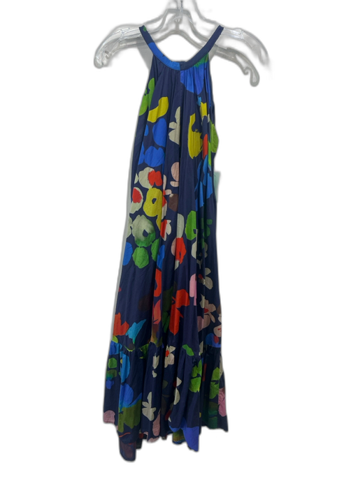 Whit Two Size M navy blue & multi Cotton Abstract Floral trapeze Maxi Dress navy blue & multi / M