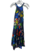 Whit Two Size M navy blue & multi Cotton Abstract Floral trapeze Maxi Dress navy blue & multi / M