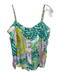 Mara Hoffman Size L Green & Purple Rayon Oversized Floral Button Front Top Green & Purple / L