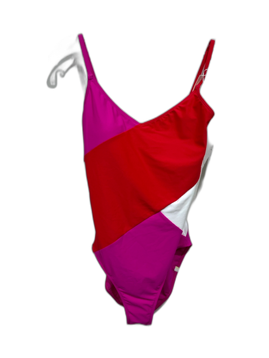 Summersalt Size 6 Pink, Red, White Polyamide Blend Colorblock V Neck Swimsuit Pink, Red, White / 6