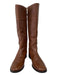 Tory Burch Shoe Size 10 Brown Leather Gold hardware Stacked Heel Round Toe Boots Brown / 10