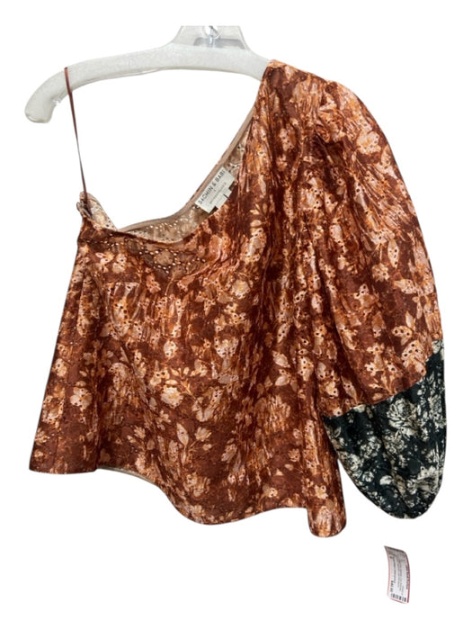 Sachin & Babi x Anthropologie Size M Orange Print Polyester One Shoulder Top Orange Print / M