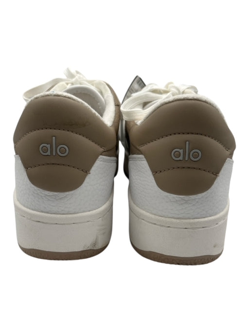 Alo Shoe Size 7 Taupe & White Leather Pebbled Leather Low Top Laces Sneakers Taupe & White / 7