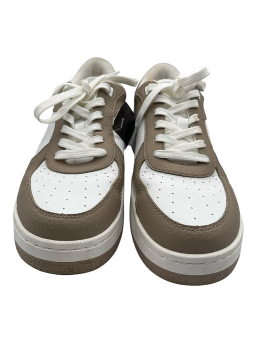 Alo Shoe Size 7 Taupe & White Leather Pebbled Leather Low Top Laces Sneakers Taupe & White / 7