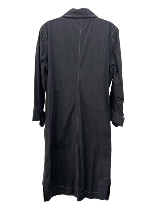 Ganni Size 40 Dark Gray & White Cotton Long Sleeve Contrast Stiching Dress Dark Gray & White / 40