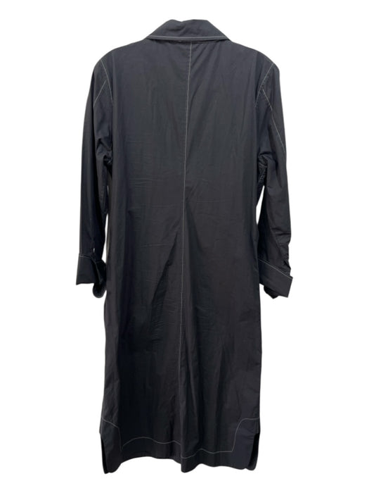 Ganni Size 40 Dark Gray & White Cotton Long Sleeve Contrast Stiching Dress Dark Gray & White / 40