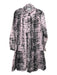 Ganni Size 34 Light Pink & Black Cotton Long Sleeve Zebra Print Paneled Dress Light Pink & Black / 34