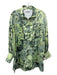 Ganni Size 38 Dark green & lime green Polyester Blend Long Sleeve graphic Dress Dark green & lime green / 38