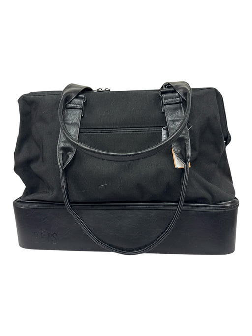 Beis Black Canvas PU Leather Trim Zip closure shoulder strap Bag Black / Medium