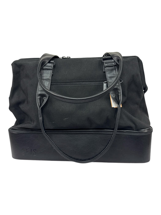 Beis Black Canvas PU Leather Trim Zip closure shoulder strap Bag Black / Medium