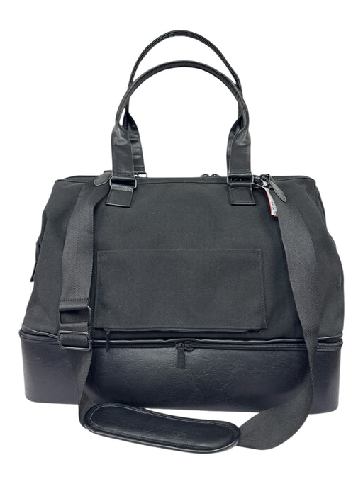 Beis Black Canvas PU Leather Trim Zip closure shoulder strap Bag Black / Medium