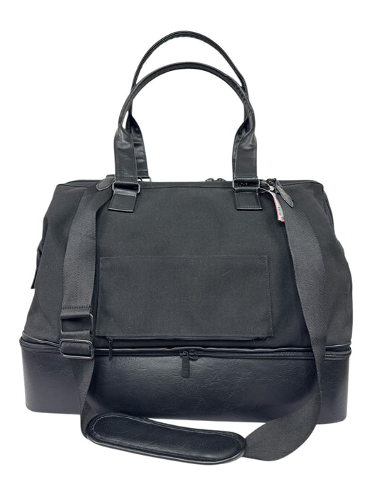 Beis Black Canvas PU Leather Trim Zip closure shoulder strap Bag Black / Medium