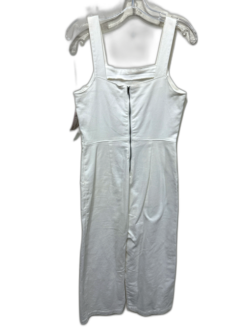 Copper Key Size S White Cotton Blend Denim Sleeveless Back Zip Wide Leg Jumpsuit White / S