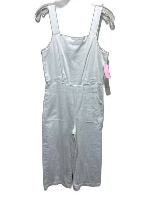 Copper Key Size S White Cotton Blend Denim Sleeveless Back Zip Wide Leg Jumpsuit White / S