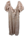 Kivari Size M White & Brown Linen Leopard Print Knot Detail A line Dress White & Brown / M