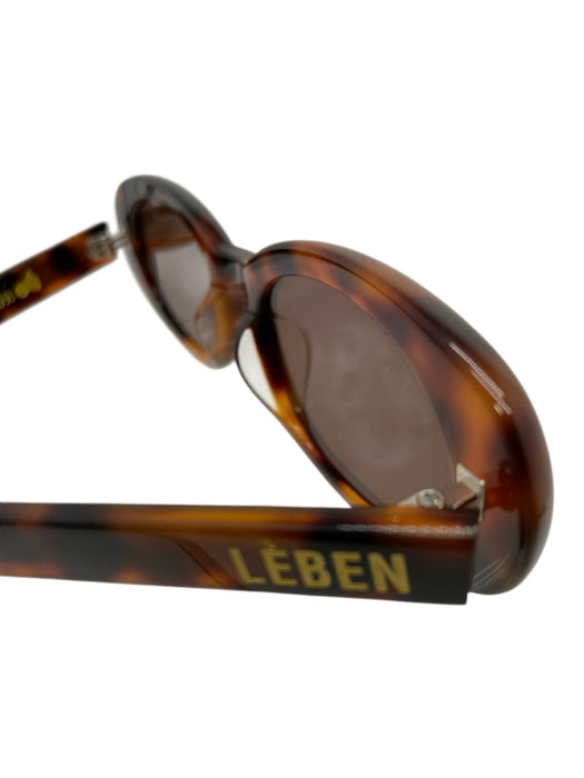 Leben Brown Acetate Tortoiseshell Oval Tinted Lens Slim Sunglasses Brown