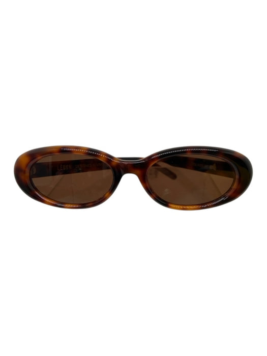 Leben Brown Acetate Tortoiseshell Oval Tinted Lens Slim Sunglasses Brown