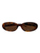Leben Brown Acetate Tortoiseshell Oval Tinted Lens Slim Sunglasses Brown