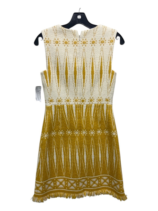 Tory Burch Size 0 Cream & Yellow Nylon & Polyester Fringe Tunic Neck Dress Cream & Yellow / 0