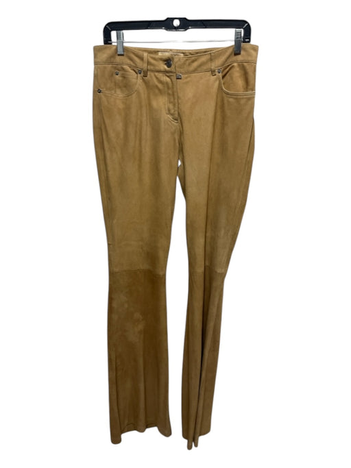 Michael Kors Size 4 Tan Brown Leather Suede Low Rise Wide Leg Pants Tan Brown / 4