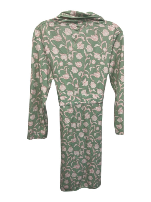 Lake Size XS Green, Orange, White Cotton Long Sleeve Floral Print Sash Robe Green, Orange, White / XS