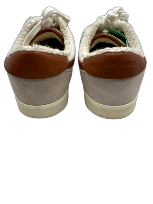 Tory Burch Shoe Size 6 White, Gray, Brown Suede & Leather Perforated Sneakers White, Gray, Brown / 6