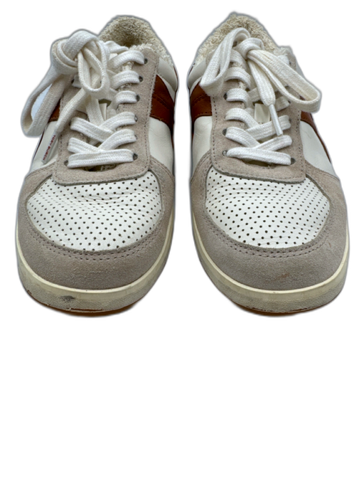 Tory Burch Shoe Size 6 White, Gray, Brown Suede & Leather Perforated Sneakers White, Gray, Brown / 6