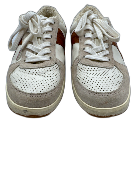 Tory Burch Shoe Size 6 White, Gray, Brown Suede & Leather Perforated Sneakers White, Gray, Brown / 6
