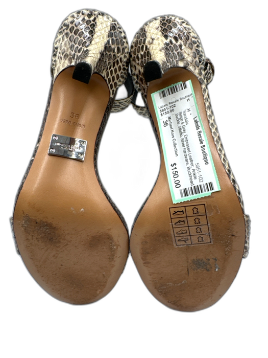 Michael Kors Collection Shoe Size 36 Beige & Gray Embossed Leather Sandals Beige & Gray / 36