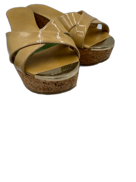 Jimmy Choo Shoe Size 36 Yellow & Brown Patent Leather Criss Cross Mule Sandals Yellow & Brown / 36