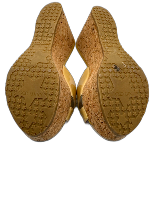 Jimmy Choo Shoe Size 36 Yellow & Brown Patent Leather Criss Cross Mule Sandals Yellow & Brown / 36