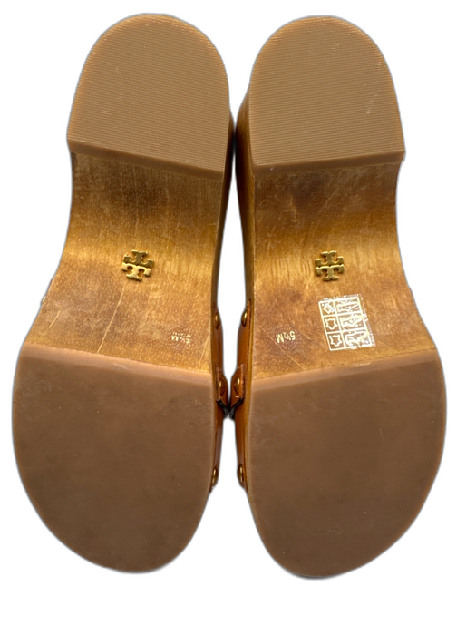 Tory Burch Shoe Size 5.5 Brown & Beige Leather Gold hardware Horsebit Clogs Brown & Beige / 5.5