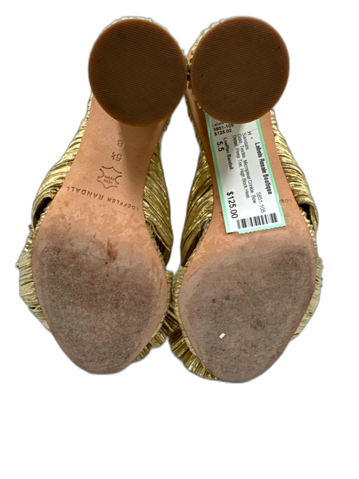 Loeffler Randall Shoe Size 5.5 Gold Textile Micropleat Crinkle Peep Toe Sandals Gold / 5.5