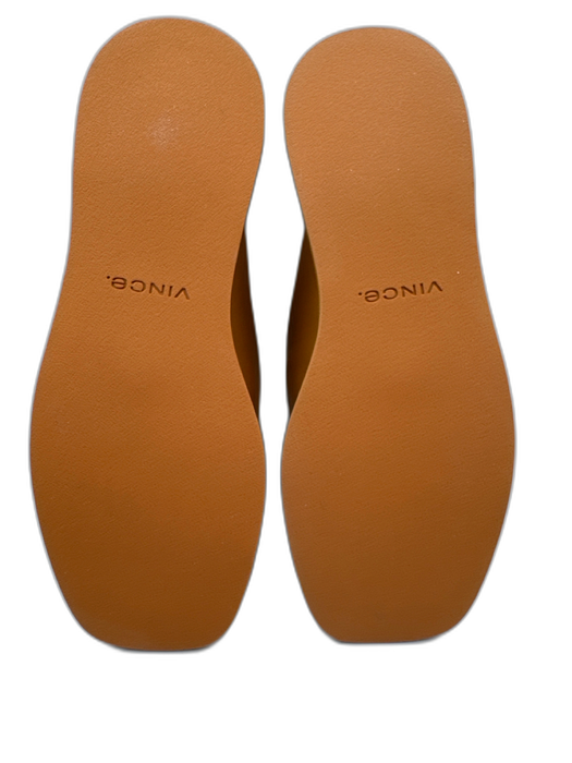 Vince Shoe Size 5.5 Cognac Brown Leather Square Toe Slip On Low Wedge Mules Cognac Brown / 5.5