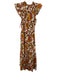 Cleobella Size XS Brown, White, Yellow Cotton Blend shirred detail Midi Dress Brown, White, Yellow / XS