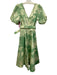 Mestiza New York Size 2 Green & Cream Tree Print Puff Sleeve Knee length Dress Green & Cream / 2