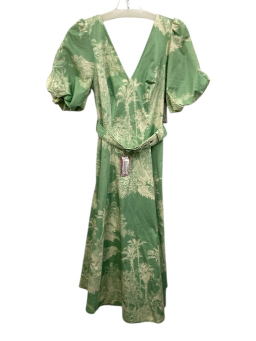 Mestiza New York Size 2 Green & Cream Tree Print Puff Sleeve Knee length Dress Green & Cream / 2