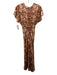 Veronica Beard Size 0 Brown, Red, Cream Silk Blend Floral Cap Sleeve Midi Dress Brown, Red, Cream / 0