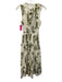Hunter Bell Size XS White & Green Cotton Elastic Waist Floral Tie Neck Dress White & Green / XS