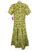 Alexis Size XXS Yellow Green Polyester Crochet Lace Button Down Mock Neck Dress Yellow Green / XXS