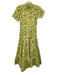 Alexis Size XXS Yellow Green Polyester Crochet Lace Button Down Mock Neck Dress Yellow Green / XXS