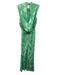 Saloni Size 2 Mint Green Silk Jacquard Leaves Mock Neck Maxi Dress Mint Green / 2