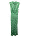 Saloni Size 2 Mint Green Silk Jacquard Leaves Mock Neck Maxi Dress Mint Green / 2