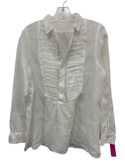CP Shades Size XS White Linen Pintuck Half Button Long Sleeve Top White / XS