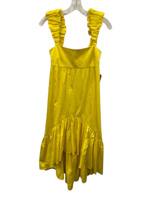Alexis Size XXS Yellow Cotton Blend High Low scrunched straps Midi Dress Yellow / XXS